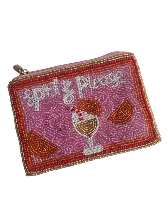 Handbags - “Spritz Please” Beaded Coin Pouch – Y2K Euro Summer Aperol Spritz Clutch